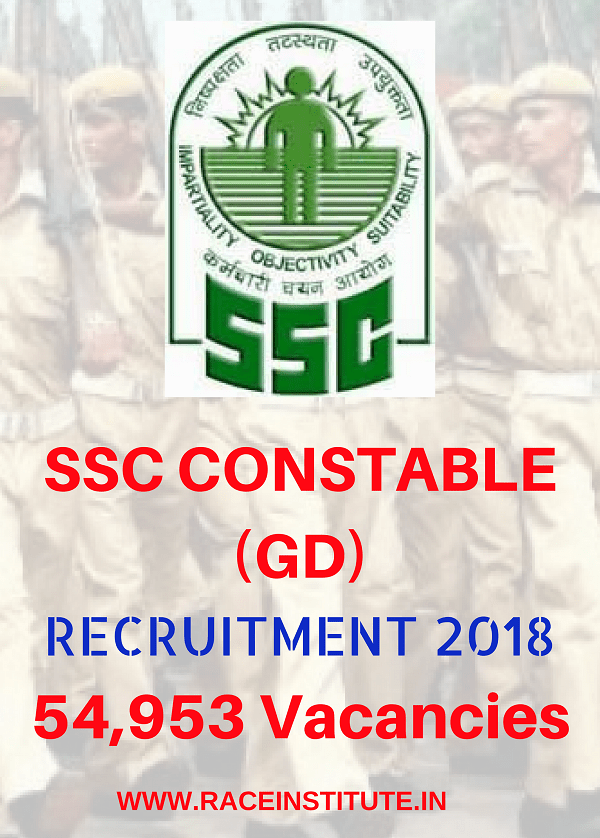 SSC CONSTABLE (GD) RECRUITMENT 2018 -54593 VACANCIES - RACE INSTITUTE