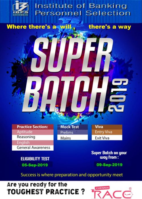 Super Batch Practice for IBPS PO 2019 – RACE Institute Super Batch Practice for IBPS PO 2019 – RACE Institute