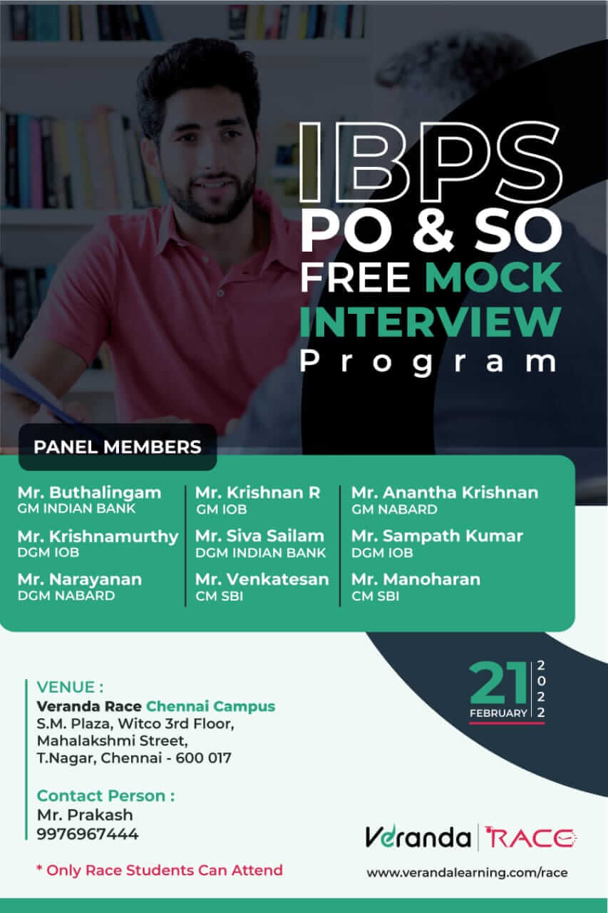 VeradaRace_IBPSPO & SO 2021-2022 Mock Interview Program - Chennai Branch